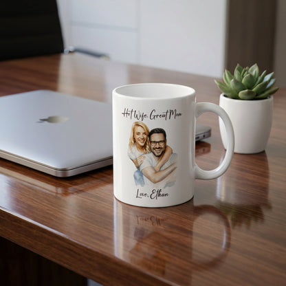 Hot Wife Great Mom Mug, Personalized Photo Custom Gift, Love Ethan Coffee Cup, Best Mom Present, Gift for Her, Pet Lover Mug