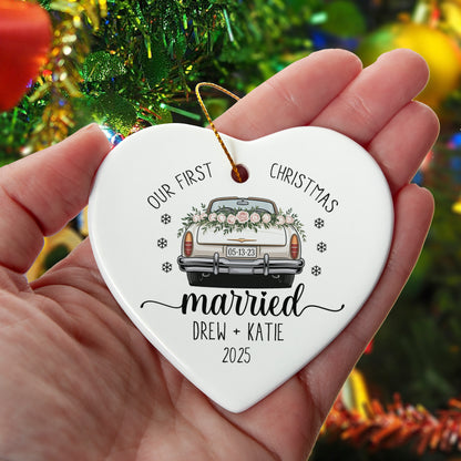 Personalized Married Ornament – Our First Christmas Married Ornament with Couple’s Names & Wedding Date – Newlywed Gift Keepsake 2025