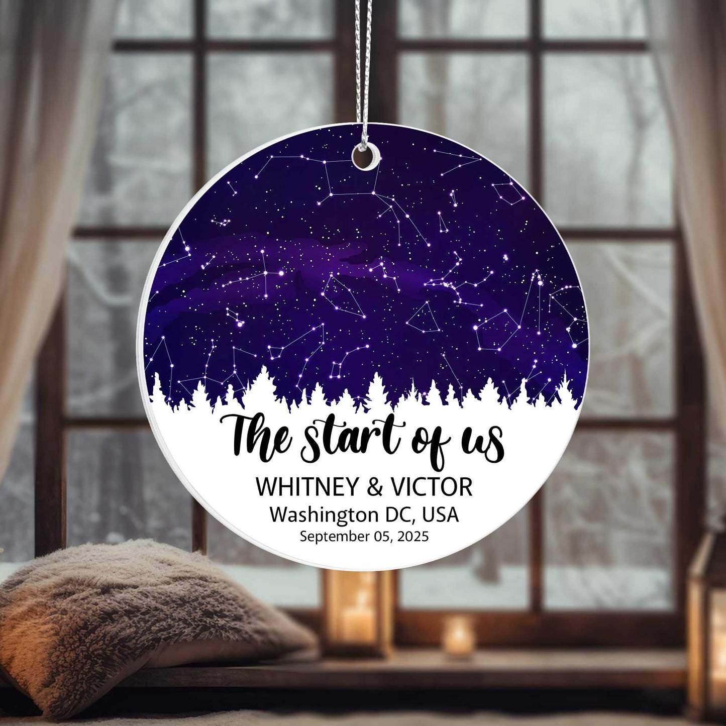 Personalized Star Map Ornament - "The Start of Us" Custom Couple Ornament - Names, Date & Location