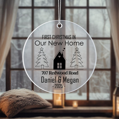 First Christmas in Our New Home Personalized Acrylic Ornament 2025 – Custom Address Ornament, New Homeowner Gift Keepsake
