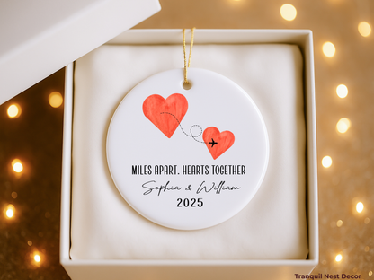 Personalized Valentine’s Day Ornament – Miles Apart but Close at Heart Keepsake