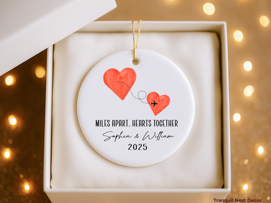 Personalized Valentine’s Day Ornament – Miles Apart but Close at Heart Keepsake