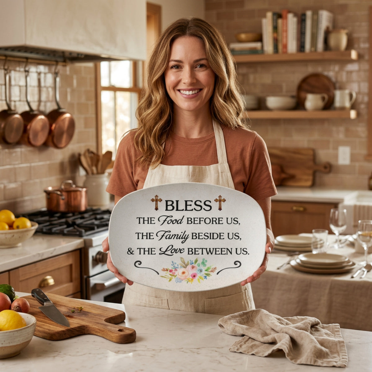 To My Mom - Bless This Food Decorative Platter – Christian Kitchen or Dining Room Table Decor