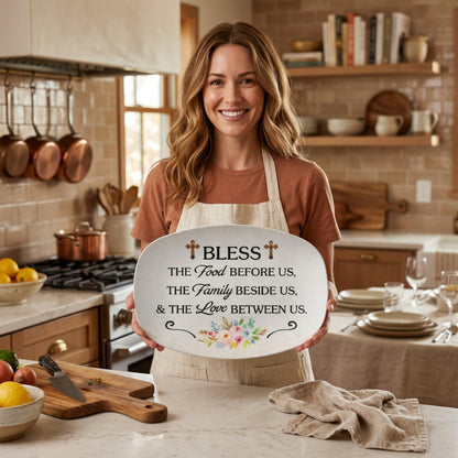 To My Mom - Bless This Food Decorative Platter – Christian Kitchen or Dining Room Table Decor