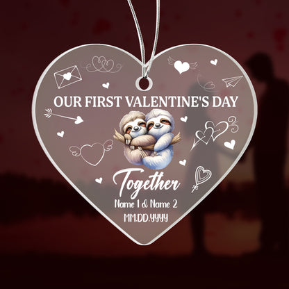 Personalized Acrylic Heart Ornament – Our First Valentine’s Day Gift for Couples, Custom Name & Date Love Keepsake