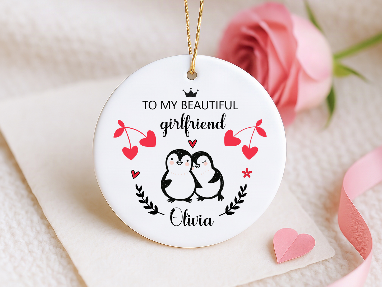 Personalized Valentine’s Day Ornament – Girlfriend Love Keepsake Gift