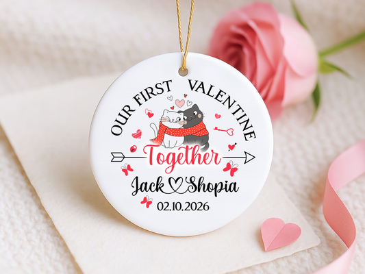 Personalized Valentine’s Day Ornament – Custom Couple Name Romantic Keepsake