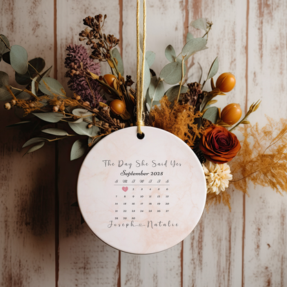 Personalized Engagement Ornament – Custom Photo & Proposal Date Keepsake – Our First Christmas Engaged Gift