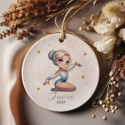 Personalized Gymnastics Ornament – Custom Gymnast Christmas Ornament for Girls – Rhythmic Gymnast Gift – Gymnastics Team Keepsake 2025