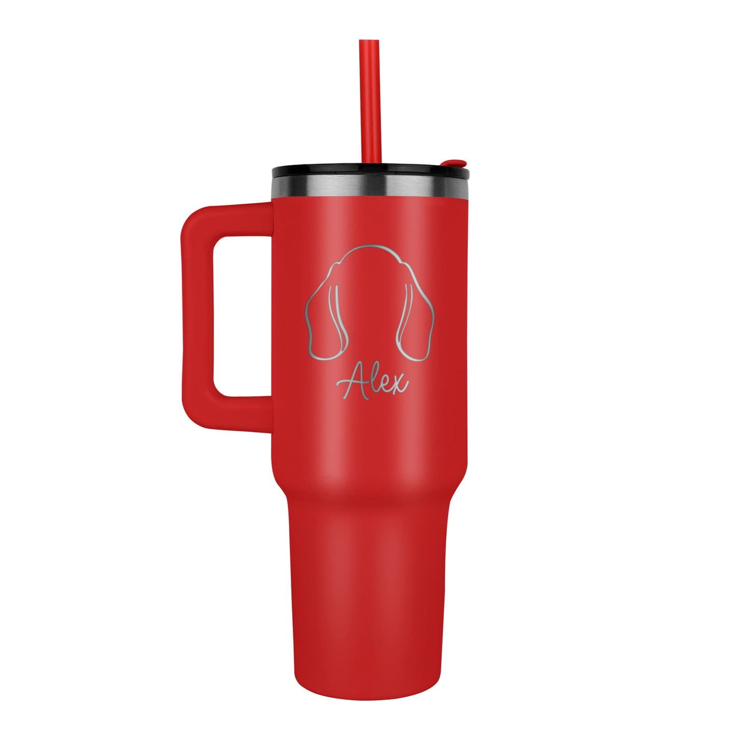 Custom Pet Name & Outline Tumbler – Personalized Dog & Cat Cup with Straw