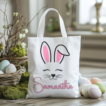 Personalized Easter Bunny Tote Bag – Custom Name Bag for Kids