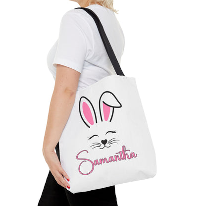 Personalized Easter Bunny Tote Bag – Custom Name Bag for Kids