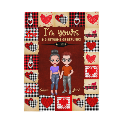 Romantic buffalo plaid couple blanket