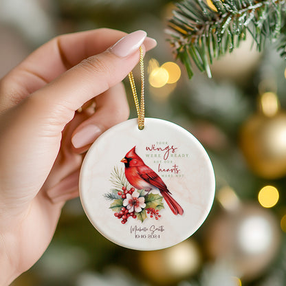 Personalized Memorial Ornament – “Your Wings Were Ready” Cardinal Remembrance Ornament – In Memory of Loved One Christmas Keepsake Gift