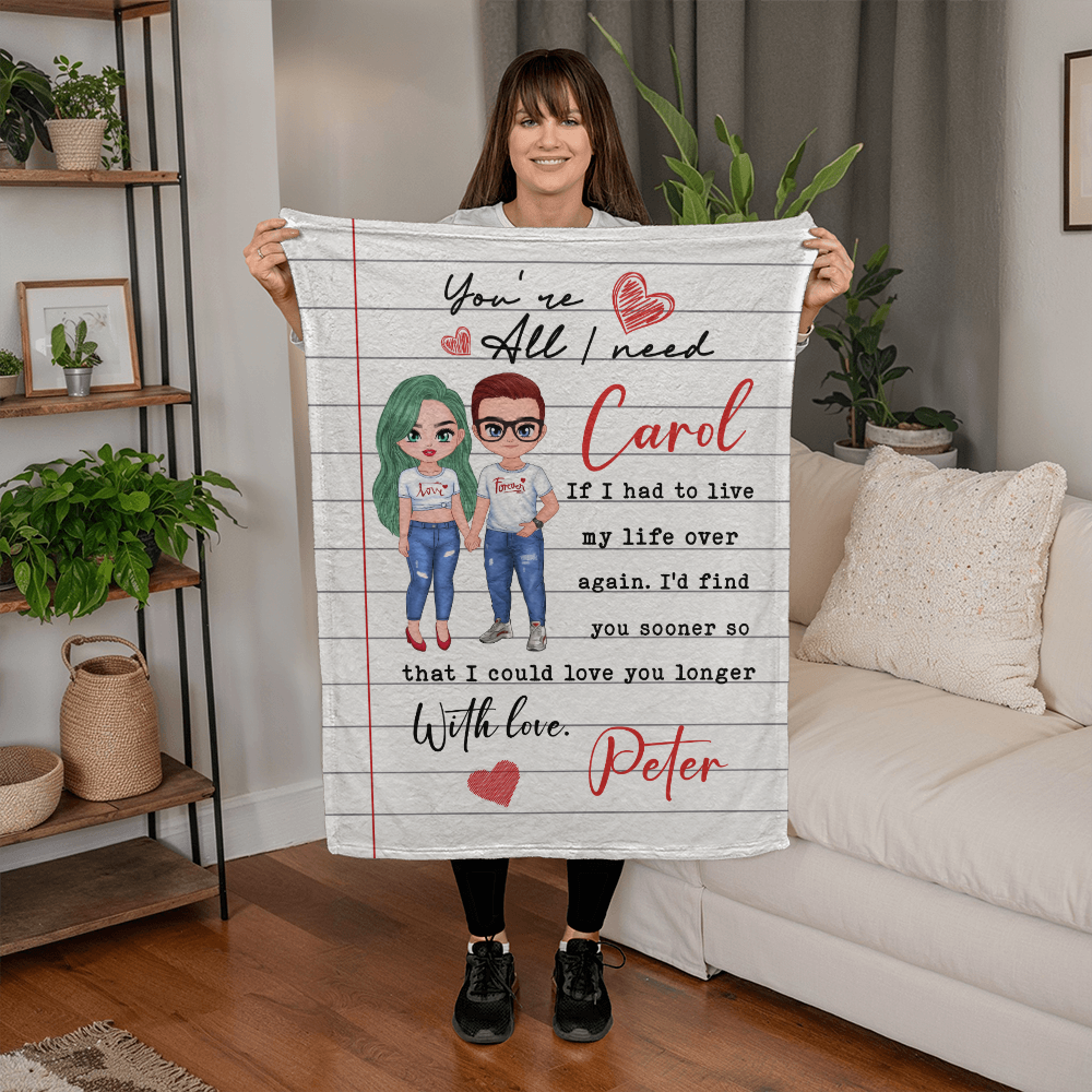 Notebook style couple love blanket