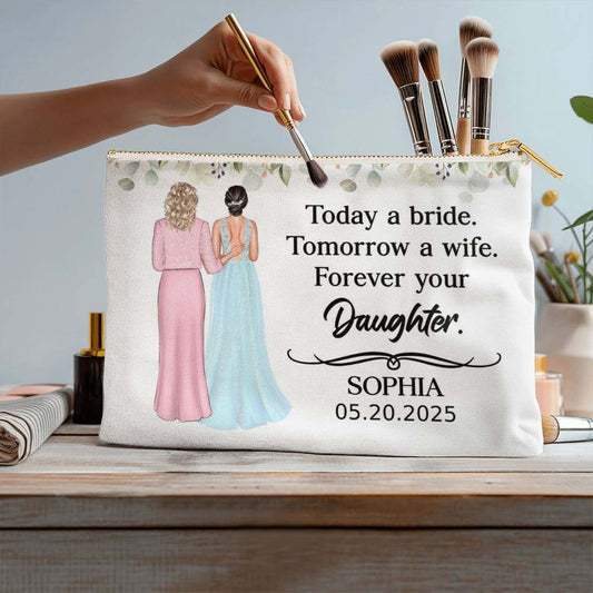 Custom Wedding Makeup Bag – "Forever Your Daughter" Gift from Bride to Mom