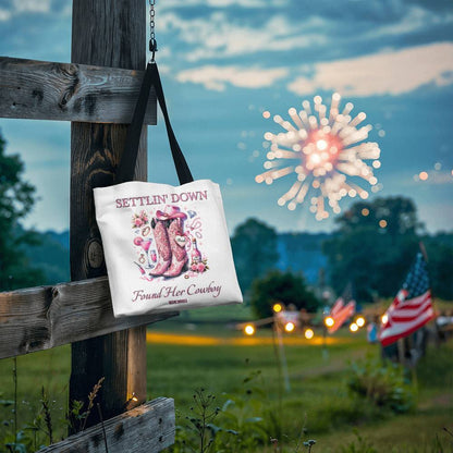 Custom Bride Tote – Settlin' Down Found Her Cowboy Bag with Date