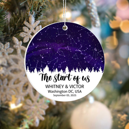 Personalized Star Map Ornament - "The Start of Us" Custom Couple Ornament - Names, Date & Location
