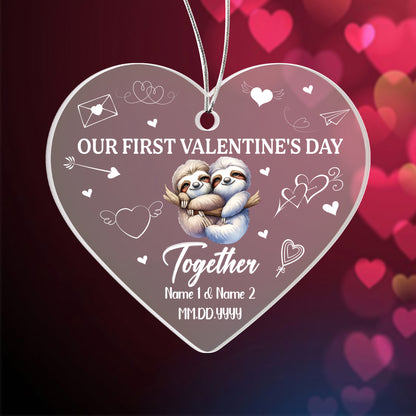 Personalized Acrylic Heart Ornament – Our First Valentine’s Day Gift for Couples, Custom Name & Date Love Keepsake