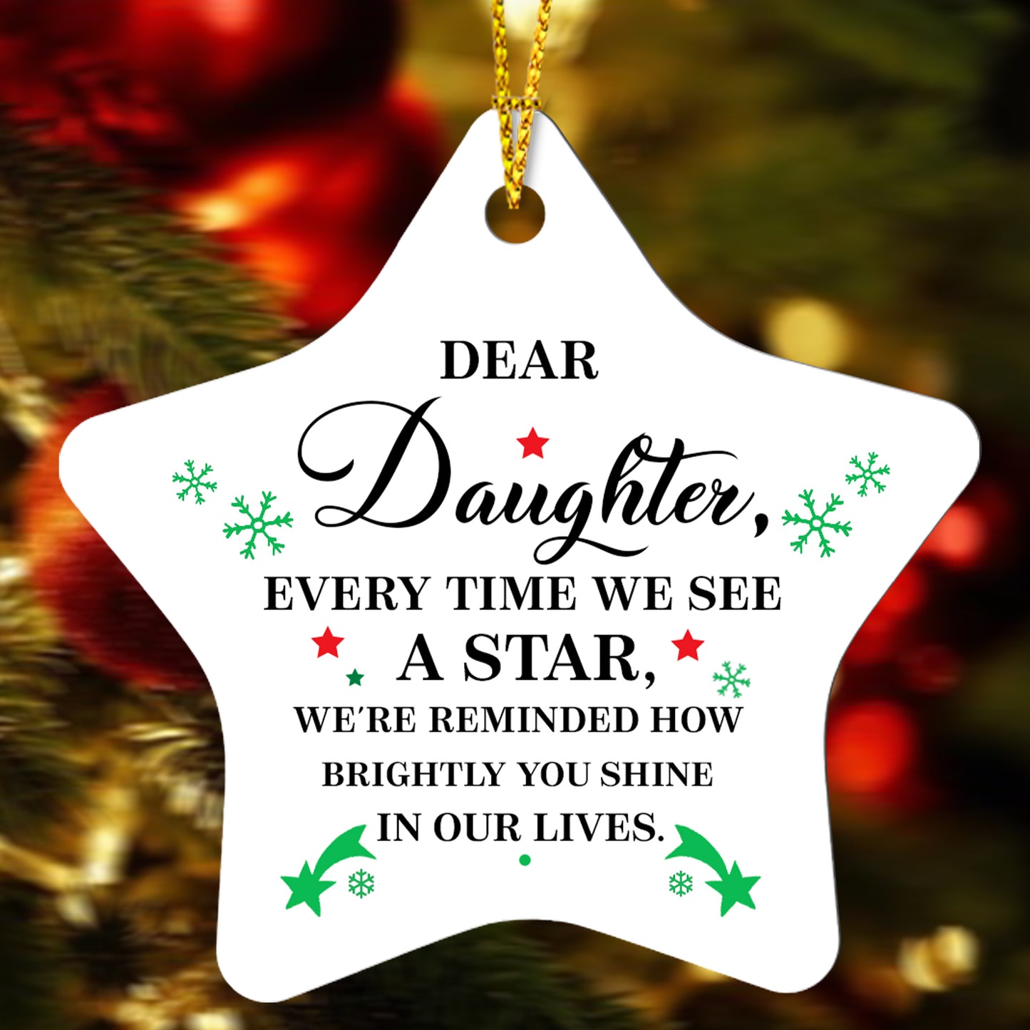 Dear Daughter Star Ornament – Christmas Gift from Parents, Inspirational Keepsake, Holiday Tree Decoration 2025