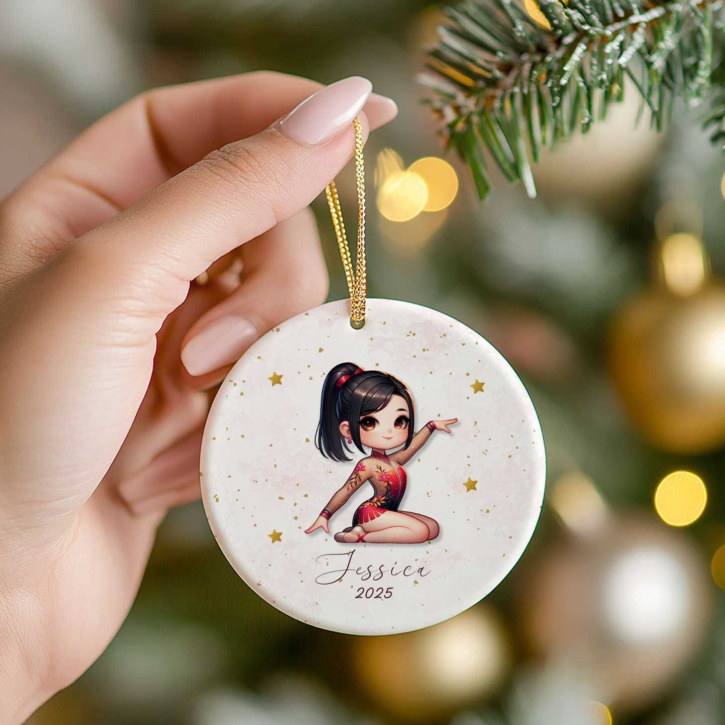 Personalized Gymnastics Ornament – Custom Gymnast Christmas Ornament for Girls – Rhythmic Gymnast Gift – Gymnastics Team Keepsake 2025