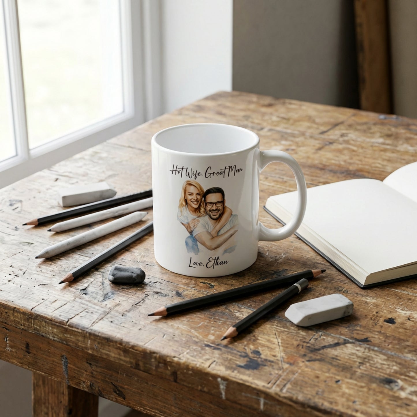 Hot Wife Great Mom Mug, Personalized Photo Custom Gift, Love Ethan Coffee Cup, Best Mom Present, Gift for Her, Pet Lover Mug