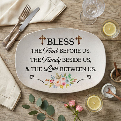 To My Mom - Bless This Food Decorative Platter – Christian Kitchen or Dining Room Table Decor