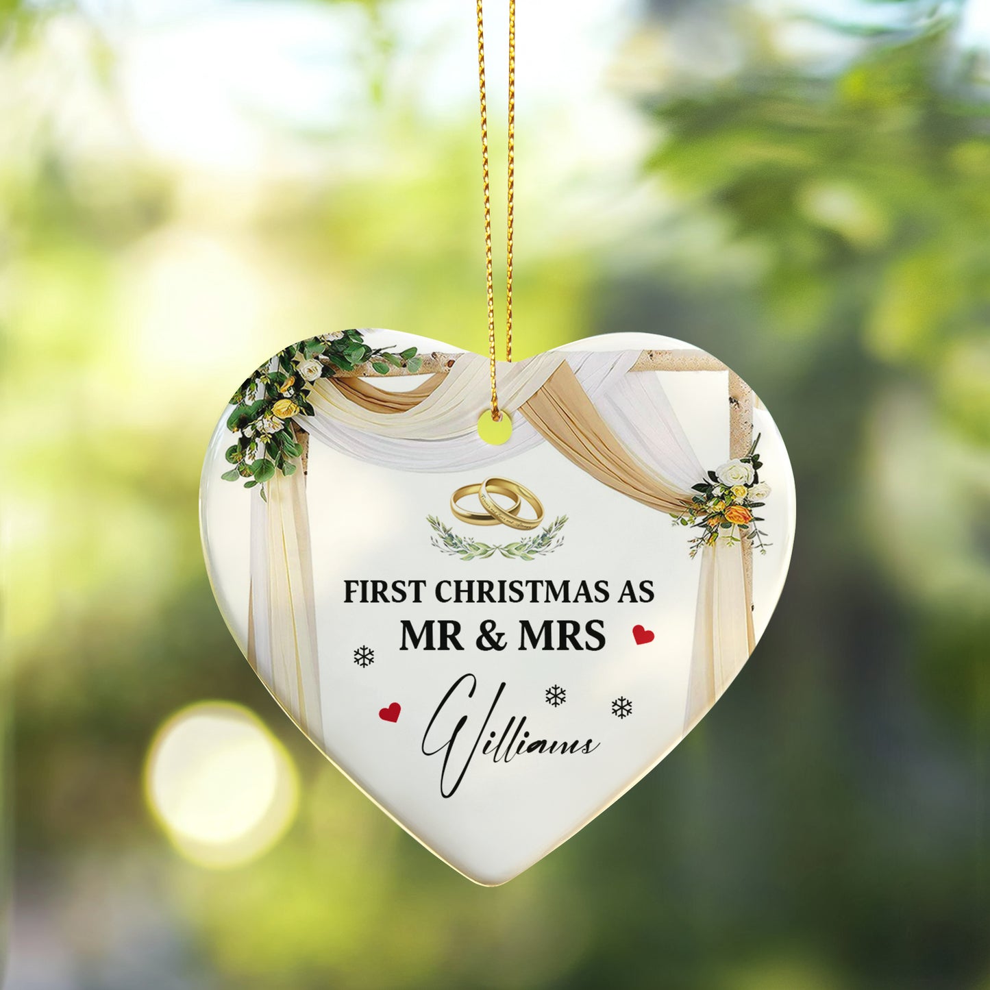 First Christmas As Mr & Mrs Ornament – Personalized Ceramic Heart Ornament for Couples, Custom Newlywed Christmas Keepsake, Wedding Gift 2025