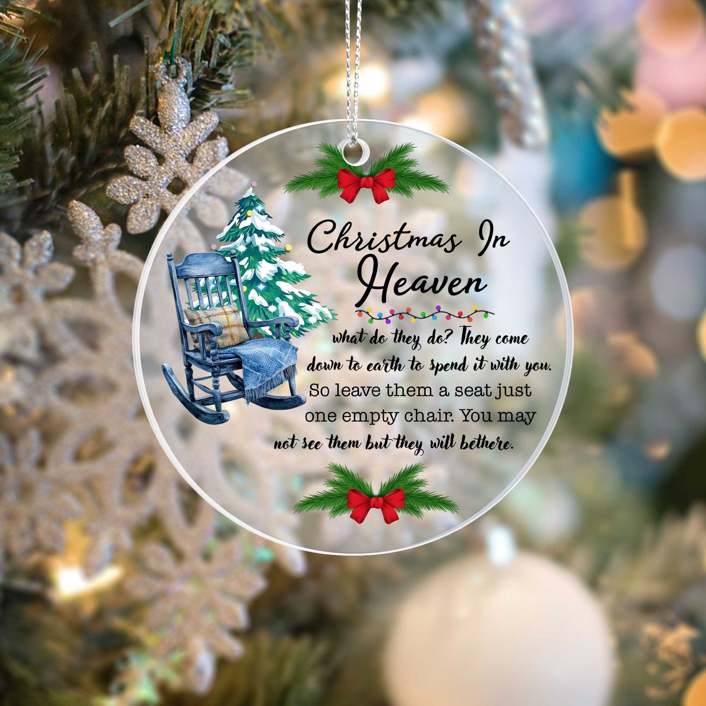 Personalized Acrylic Christmas Ornament - "Christmas In Heaven" Memorial Gift