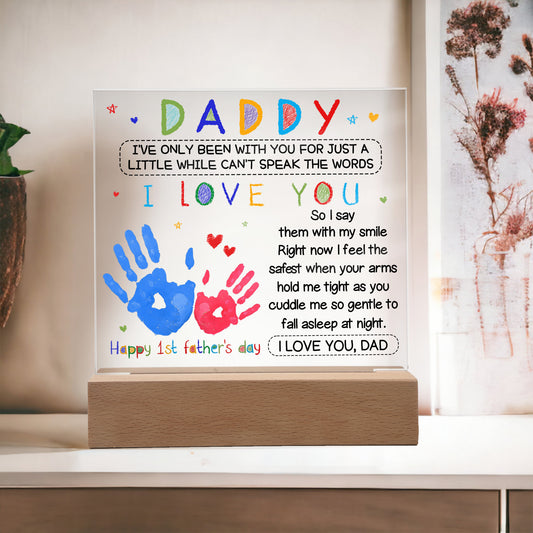 1st Father's Day Handprint Acrylic Night Light – Keepsake Gift from Baby