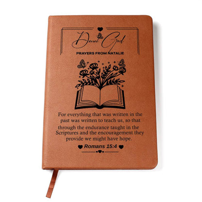 Custom “Dear God” Prayer Journal with Name – Faith in a beautiful leather cover for heartfelt reflections and prayers.