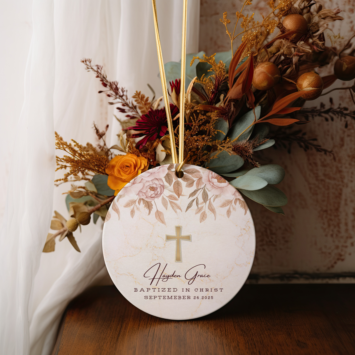 Personalized Baptism Ornament – Custom “Baptized in Christ” Keepsake with Child’s Name & Date – Christian Christening Gift