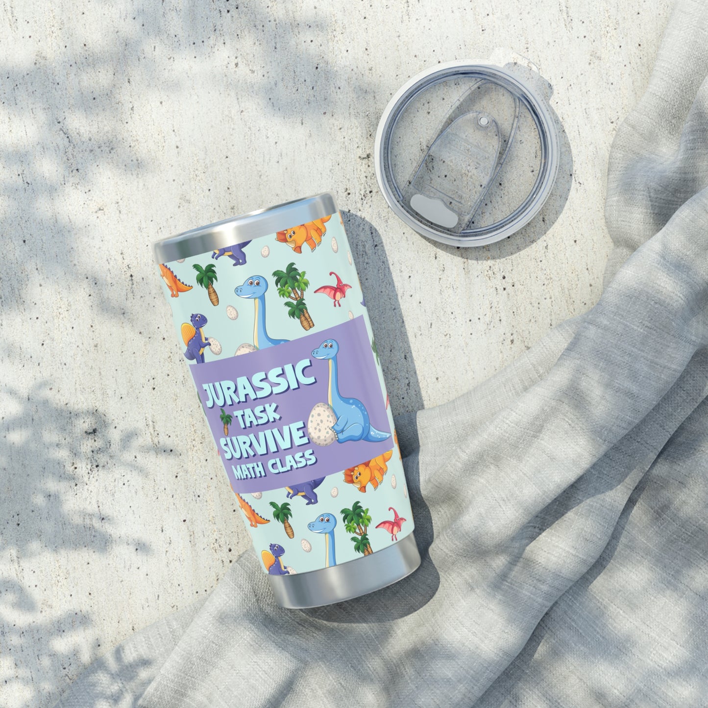 📚 Jurassic Task: Survive Math Class – Funny Dinosaur Kids Tumbler | 20oz Stainless Steel