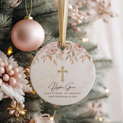 Personalized Baptism Ornament – Custom “Baptized in Christ” Keepsake with Child’s Name & Date – Christian Christening Gift