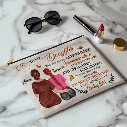 Personalized Makeup Bag from Mom to Daughter – Custom Gift with Names | Inspirational Mother to Daughter Birthday or Graduation Gift