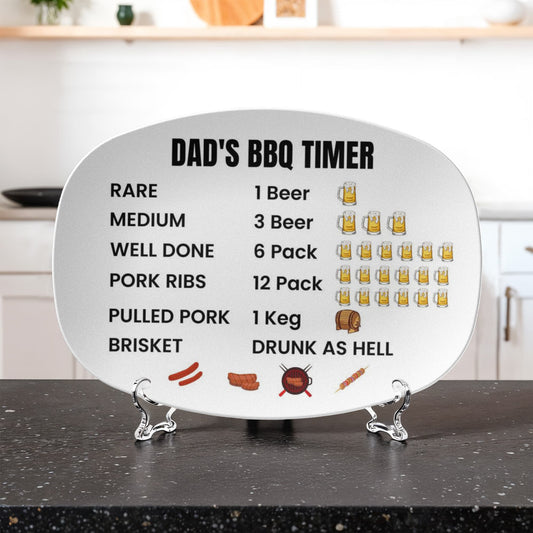 Dad’s BBQ Timer Platter – Funny Grilling Gift for Father’s Day or Birthday