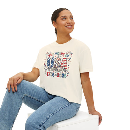 USA Freedom 250th Anniversary Women's Boxy Tee