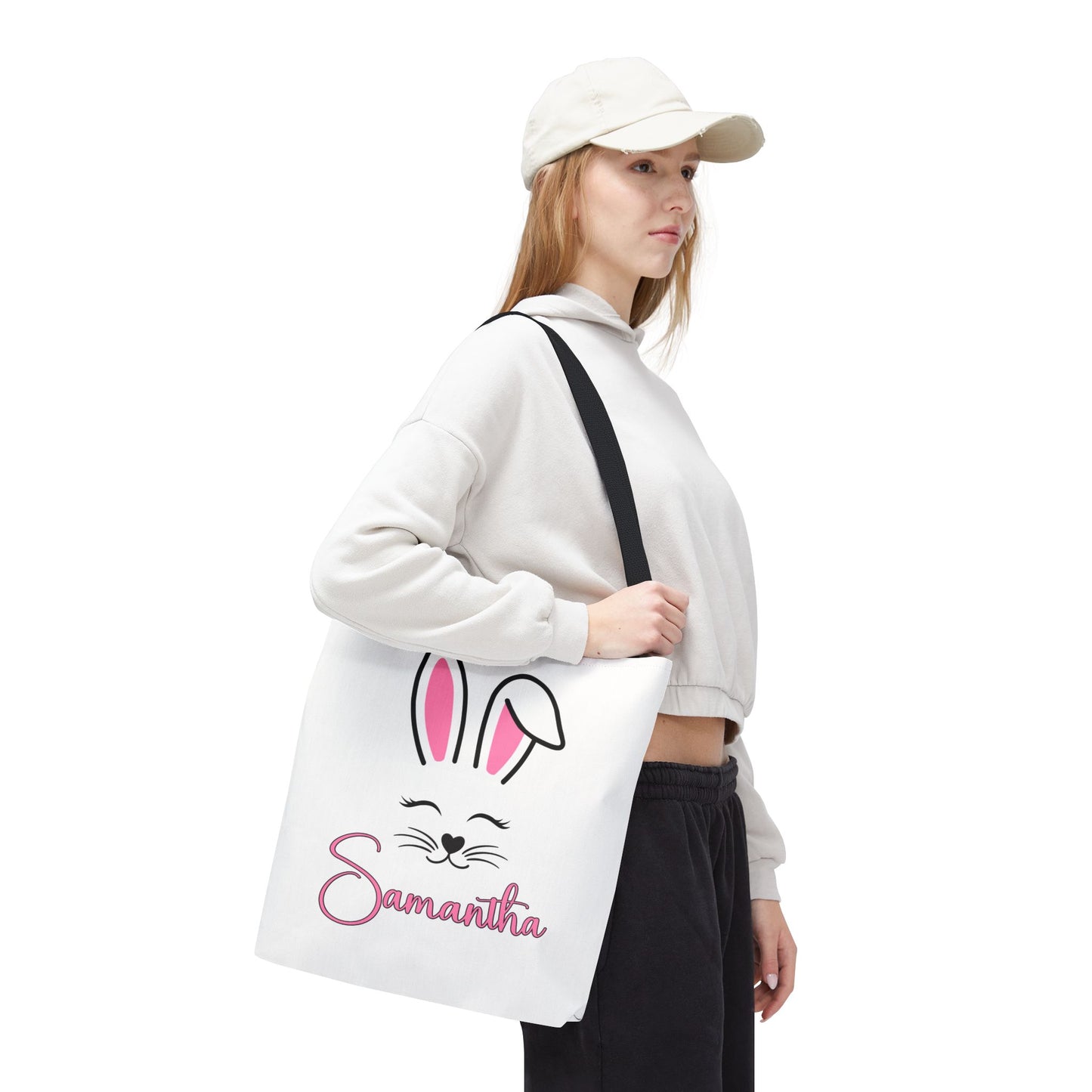 Personalized Easter Bunny Tote Bag – Custom Name Bag for Kids