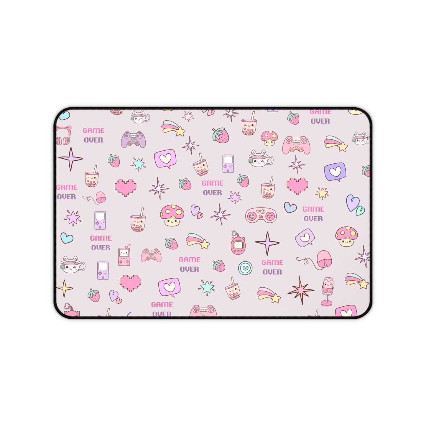 Kawaii Gamer Desk Mat – Cute Gaming Mouse Pad for Girls | "Game Over" Pastel Desk Accessory