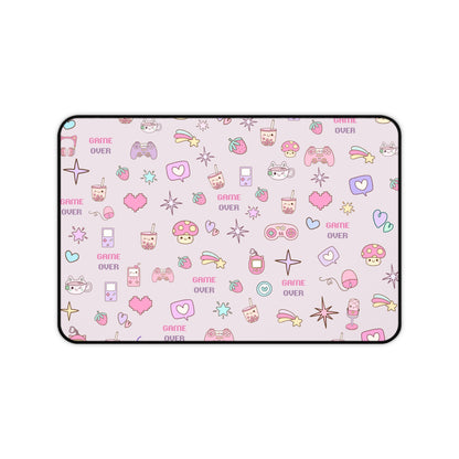 Kawaii Gamer Desk Mat – Cute Gaming Mouse Pad for Girls | "Game Over" Pastel Desk Accessory