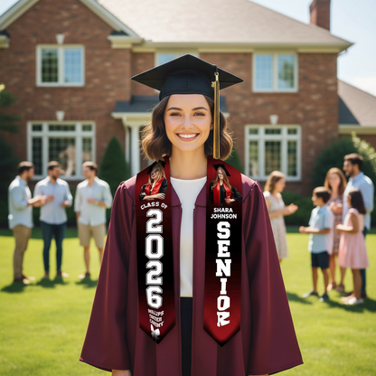 Graduation stole with photo collage and name design
