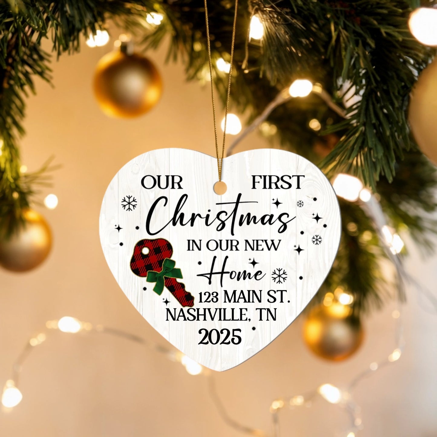 Our First Christmas in Our New Home Ornament – Personalized Heart Decoration, New Home Gift, 2025 Christmas Keepsake