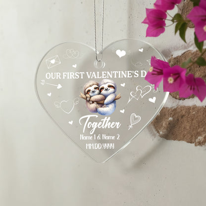 Personalized Acrylic Heart Ornament – Our First Valentine’s Day Gift for Couples, Custom Name & Date Love Keepsake