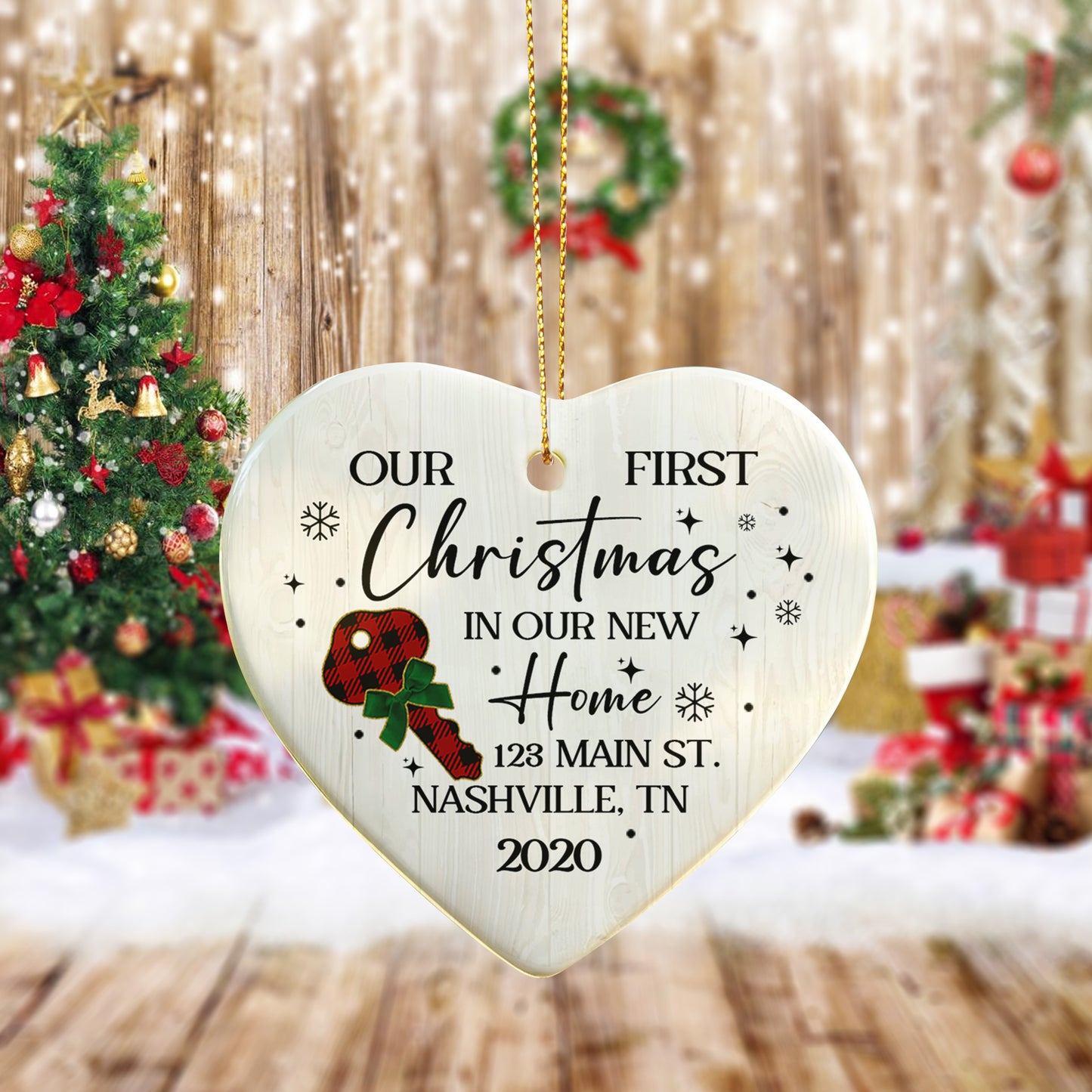Our First Christmas in Our New Home Ornament – Personalized Heart Decoration, New Home Gift, 2025 Christmas Keepsake