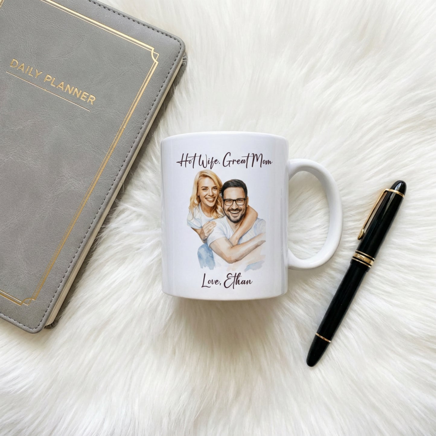 Hot Wife Great Mom Mug, Personalized Photo Custom Gift, Love Ethan Coffee Cup, Best Mom Present, Gift for Her, Pet Lover Mug