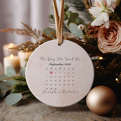 Personalized Engagement Ornament – Custom Photo & Proposal Date Keepsake – Our First Christmas Engaged Gift