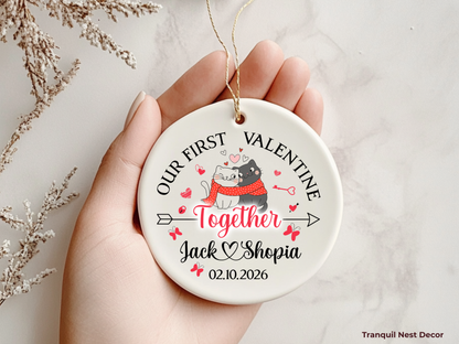 Personalized Valentine’s Day Ornament – Custom Couple Name Romantic Keepsake