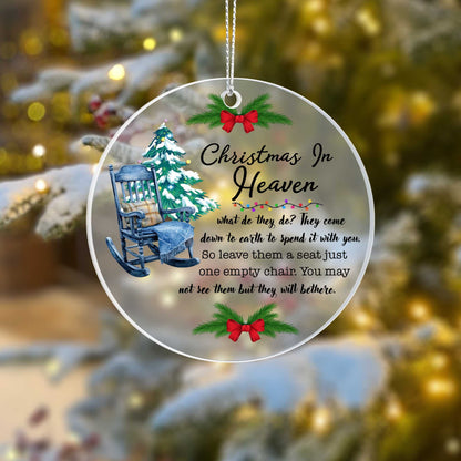 Personalized Acrylic Christmas Ornament - "Christmas In Heaven" Memorial Gift