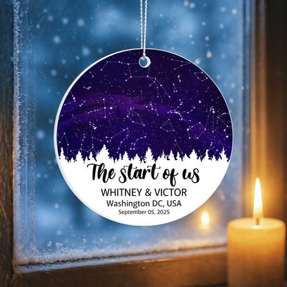 Personalized Star Map Ornament - "The Start of Us" Custom Couple Ornament - Names, Date & Location