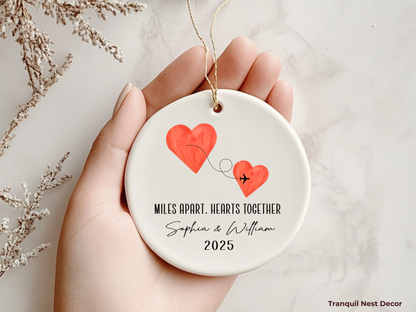 Personalized Valentine’s Day Ornament – Miles Apart but Close at Heart Keepsake